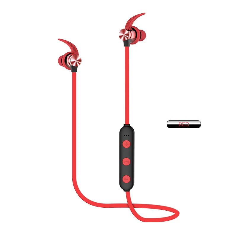 Красный Heculas Bluetooth спортивные наушники Поддержка TF карты беспроводные стерео наушники магнитные наушники с микрофоном для телефона - Цвет: Красный