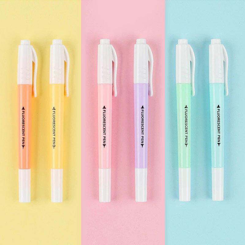

6/set Double Head Fluorescent Highlighter Pen Markers Pastel Drawing Pen for Student School Office Supplies Cute Stationery