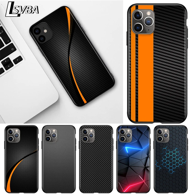 

Car Carbon fibre For Apple iPhone 12 11 Pro Max mini XS Max XR X 8 7 6 6S Plus 5S SE 2020 Soft Black Phone Case