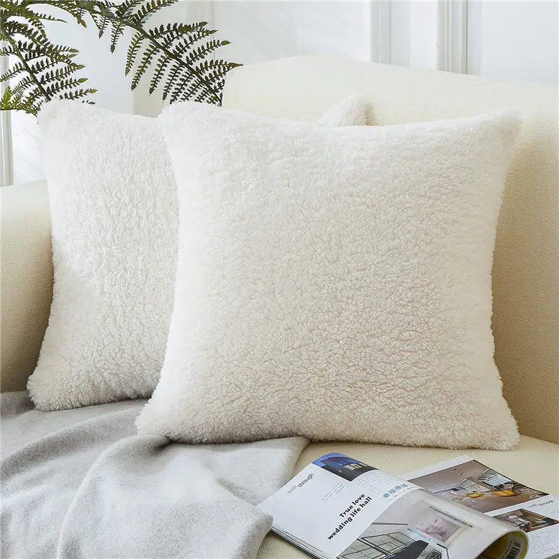 White-Set of 2 Topfinel мягкий пушистый чехол для подушки декоративные Чехлы для подушек роскошный квадратный с мехом теплый чехол для подушки для дивана-кровати автомобиля - Цвет: White-Set of 2