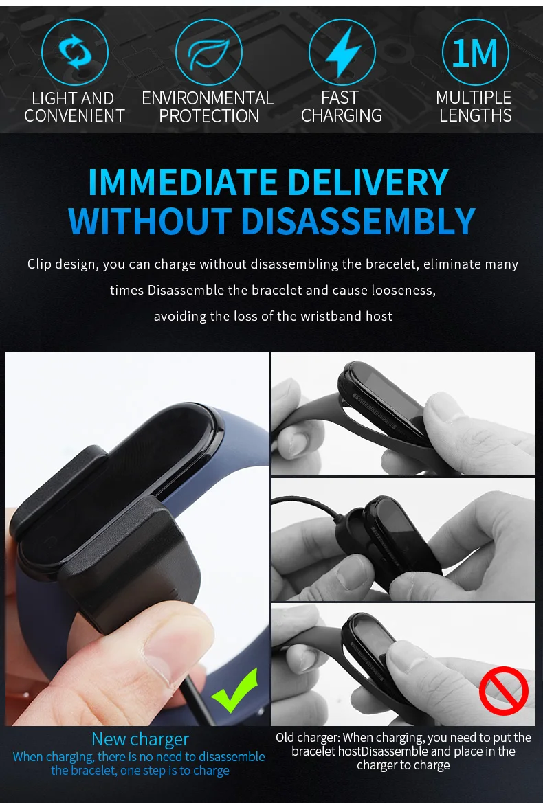 Для Xiaomi mi Band 4 usb зарядный кабель запасной переходник для зарядного устройства кабельный зажим mi Band 4 3 2 Аксессуары