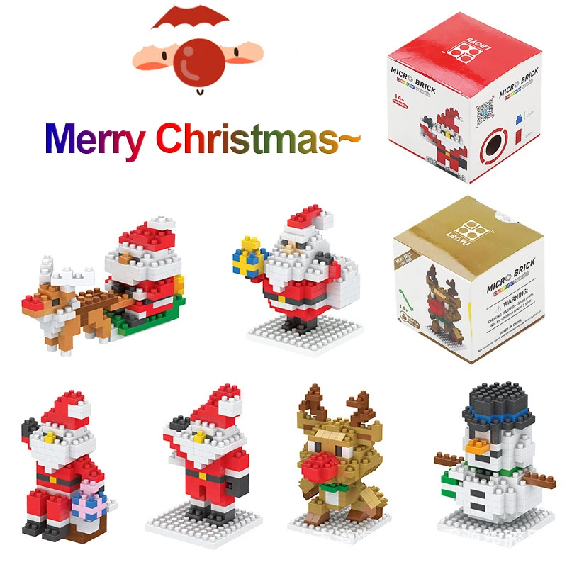 

Mini Blocks Christmas Santa Claus Model Micro Bricks Building Block Toy For Kids Children Snowman Children's Toy Christmas Gift