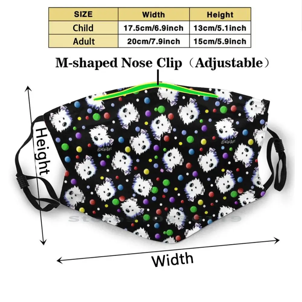 Многоразовая маска Kiniart Westie с милым принтом конфетти для лица фильтром Pm2.5