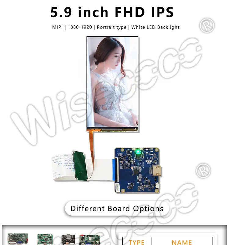 Wisecoco 5,9 дюймов 1080*1920 1080P FHD ЖК-экран ips дисплей панель HDMI MIPI Плата управления для 3D VR гарнитура raspberry pi 3