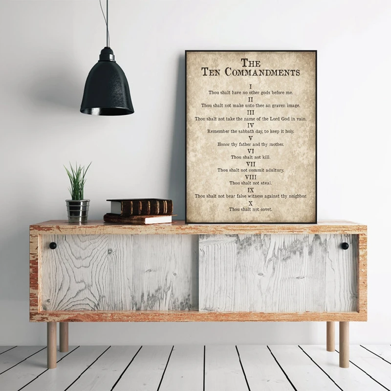 

Exodus 20 Print Ten Commandments Christian Poster Vintage Wall Art Canvas Farmhouse Decor Painting Antique Bible Verse Picture