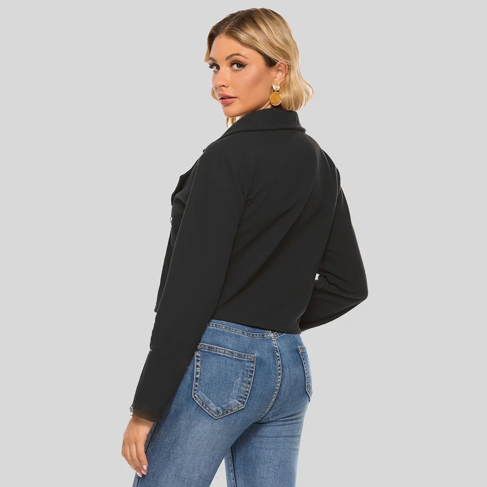 

Casual Zipper Woolen Streetwear Jacket Plus Size Women Coat Spring and Autumn All-match Female Short Jacket NS2434