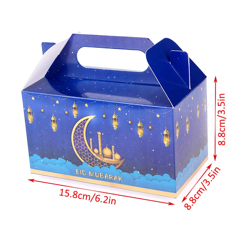 

12pcs Eid Mubarak Paper Candy Bags Gift Box Ramadan Kareem Decoration Islamic Muslim Festival Happy Al-Fitr Eid Party Supplies