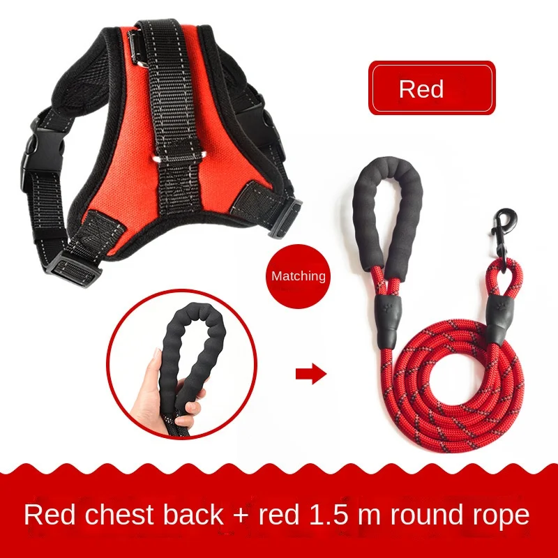 

Strap Explosion-proof Red Dog Leash Breathable Reflective Vest Vest Type Large Dog Rope Chain Collar Pet Products