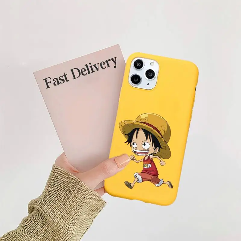 

Luffy cartoon brand Phone Case funda Candy Color for iPhone 11 12 mini pro XS MAX 8 7 6 6S Plus X SE 2020 XR