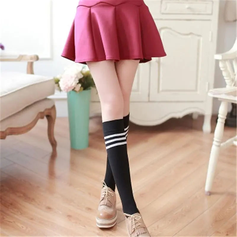 Кавайная женская школьная форма JK в японском стиле с 3 полосками бархатные чулки