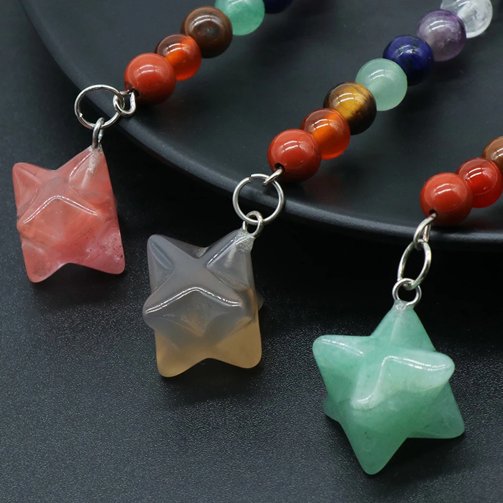 

Exquisite Women Keychain Natural Stone Agate Sodalite Blue Turquoise Star Key Rings for Cars Bags Clothing Pendant Jewelry