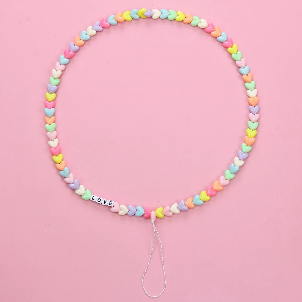 Геометрической формы сердца круглые акриловые бисерные мобильный телефон цепи