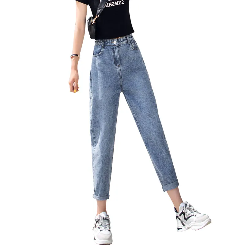 

Jeans Women's New Straight Loose High Waist Slimming Black Summer Spring and Autumn Cropped Ripped Daddy Pants