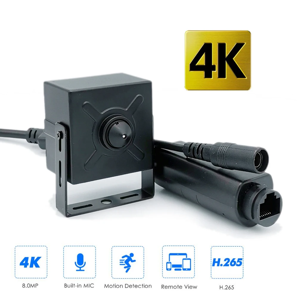 4K 8MP Wifi PoE StarlightIMX415 Pin кубическая квадратная мини IP-камера с отверстием Корейская