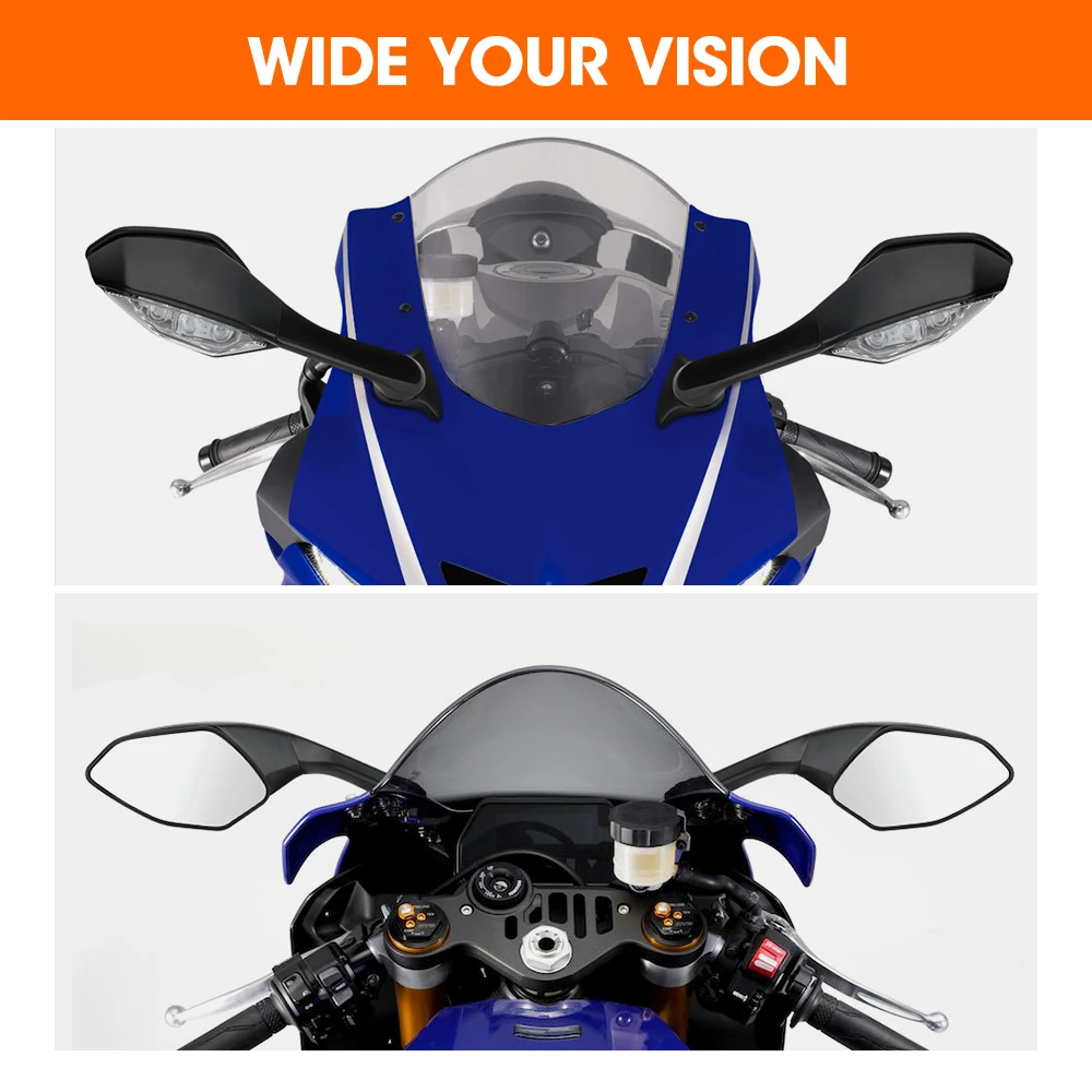 

Motorcycle Rear View Mirror Led Turn Signal Mirrors For YAMAHA R6 YZF 2017 2018 2019 2020 R1 2015 2016-2020 Waterproof Mirror