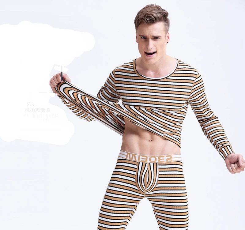 New Mens Long Sleeve Long Johns Warm Thick Plus Velvet Winter Thermal Underwear Men Autumn Tops Pants Not Sets