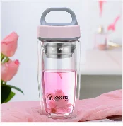 Curge Стекло Чай Кубок кружки с крышкой Чай Infuser стеклянный, с двойными стенками чашка для Кофе бутылка-термос для стакан для воды Стекло бутылка для воды
