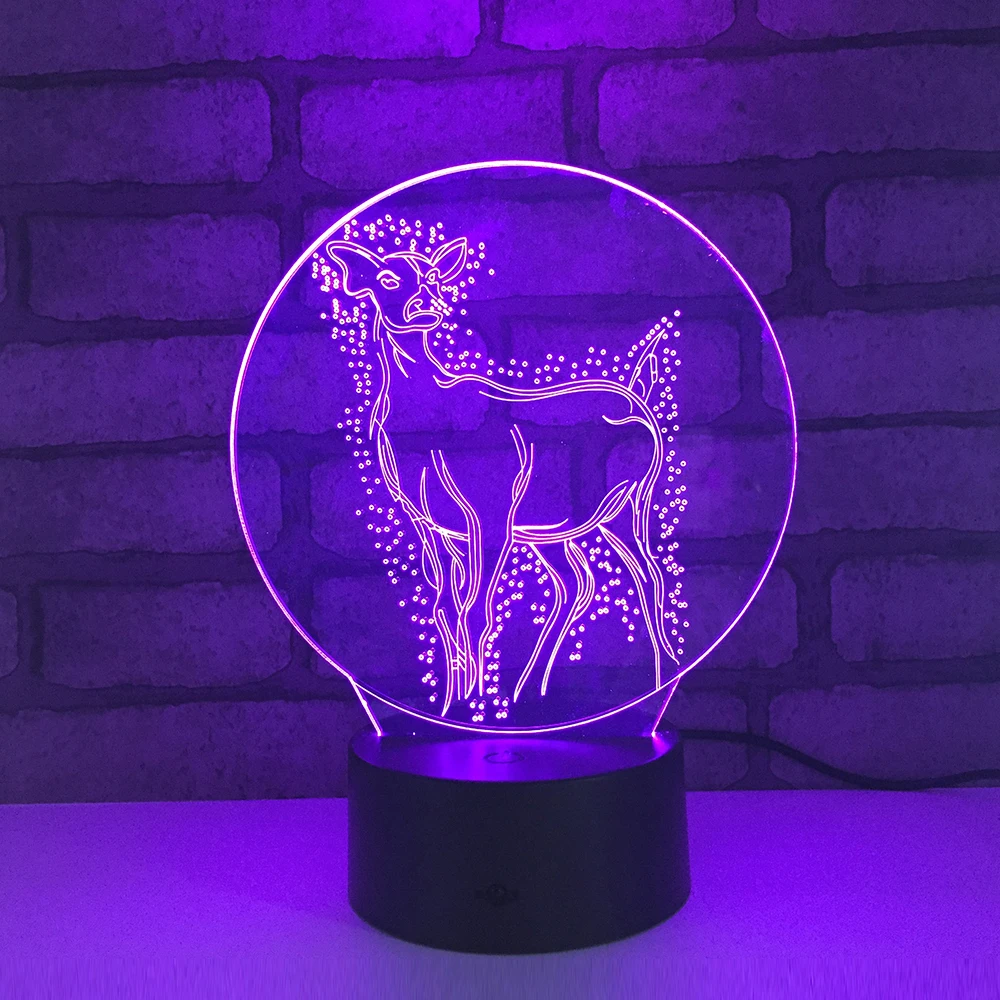 

Deer LED RGB Night Light 7 Color Change Desk Light Action Figure PVC Kids Toys Brinquedos Christmas Gift