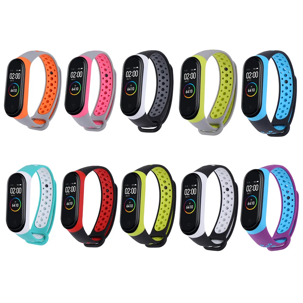 Для Xiaomi mi Band 4 ремешок умные аксессуары замена вентилируемый спортивный двойной