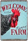 Винтажный оловянный плакат Добро пожаловать на забавную ферму деревенский коттедж курятник металлический жестяной знак 8x12 дюймов ретро искусство дома бара ресторана