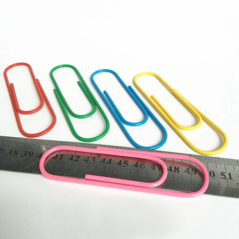 

40pcs Paper Clips Mixed Color 100MM Jumbo Metal-Coated Paper Clip Holder Multicolored Files Sheet Holder for Office School(Rando