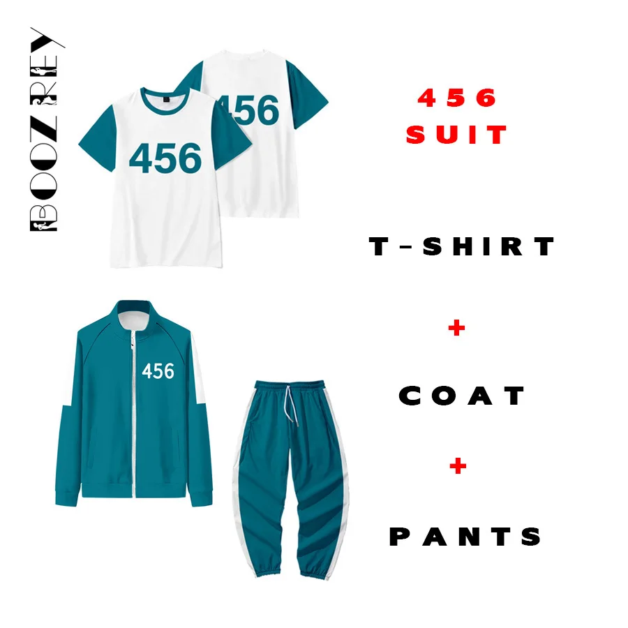 

BoozRey Movie Squid Game Cosplay Costume Jacket T Shirt Korean Suit Li Zhengjae Same 456 Sportswear Round Six Halloween Costumes