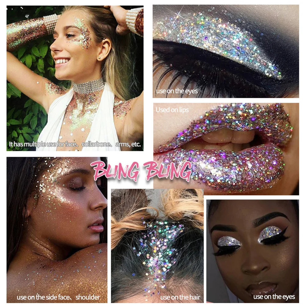 Тени для век губ макияж блестящий порошок хайлайтер 7 цветов гель перламутровый