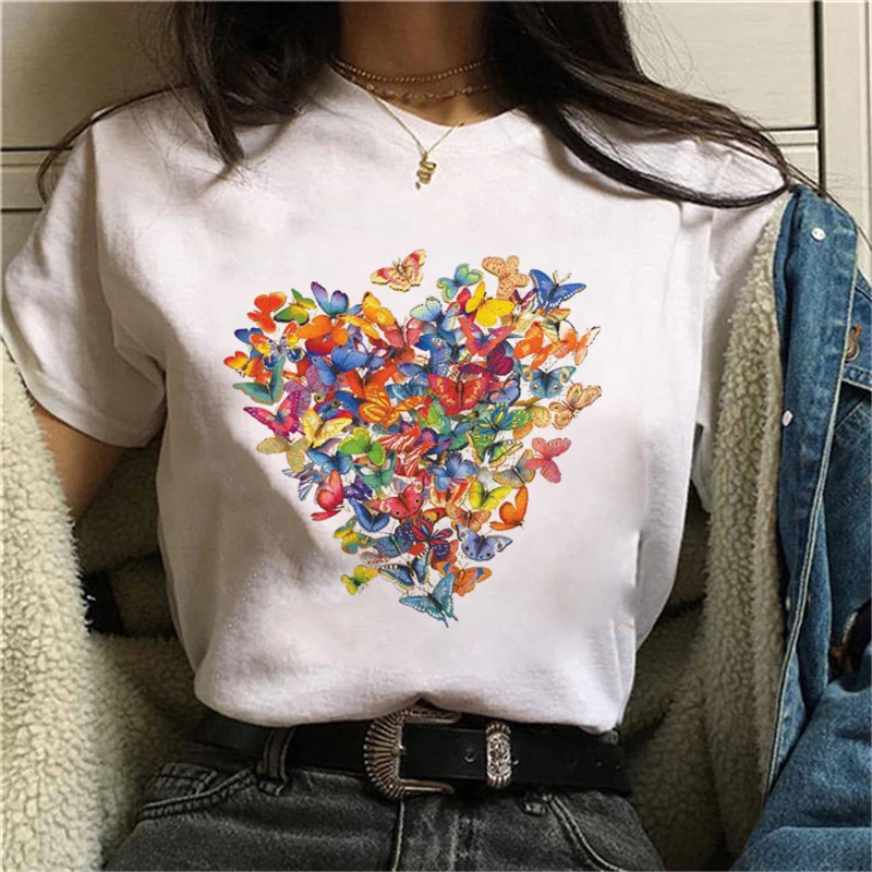

Sweet Heart Kawaii Cartoon T Shirt Women Cute Funny Anime Tshirt Ullzang 90s T-shirt Plus Size Korean Style Female Top Tees