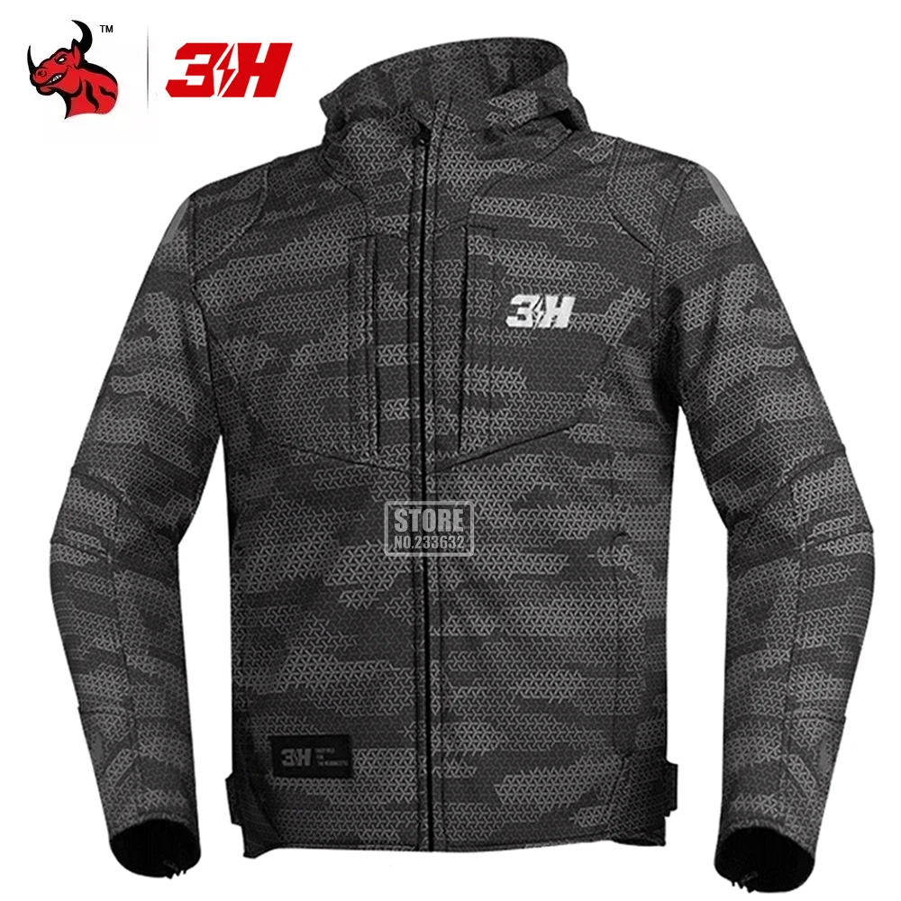 

3H Motorcycle Jacket Men's Motocross Racing Jacket Breathable Motorbike Riding Waterproof Four Seasons Reflective Clothes New
