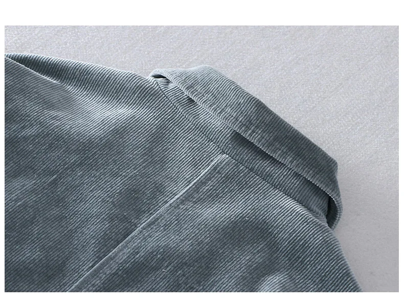 Schinteon Men Corduary Loose Jacket Autumn Mid-Length Outwear Casual Turn-down Collar Top Fashion High Quality New