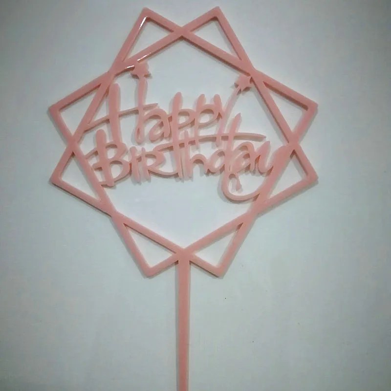 1 pc Acrylic Happy Birthday Love Cake Topper Decoration for Birthday Cupcake Flag Birthday Party Decorative Props Supplies - Цвет: Темно-серый