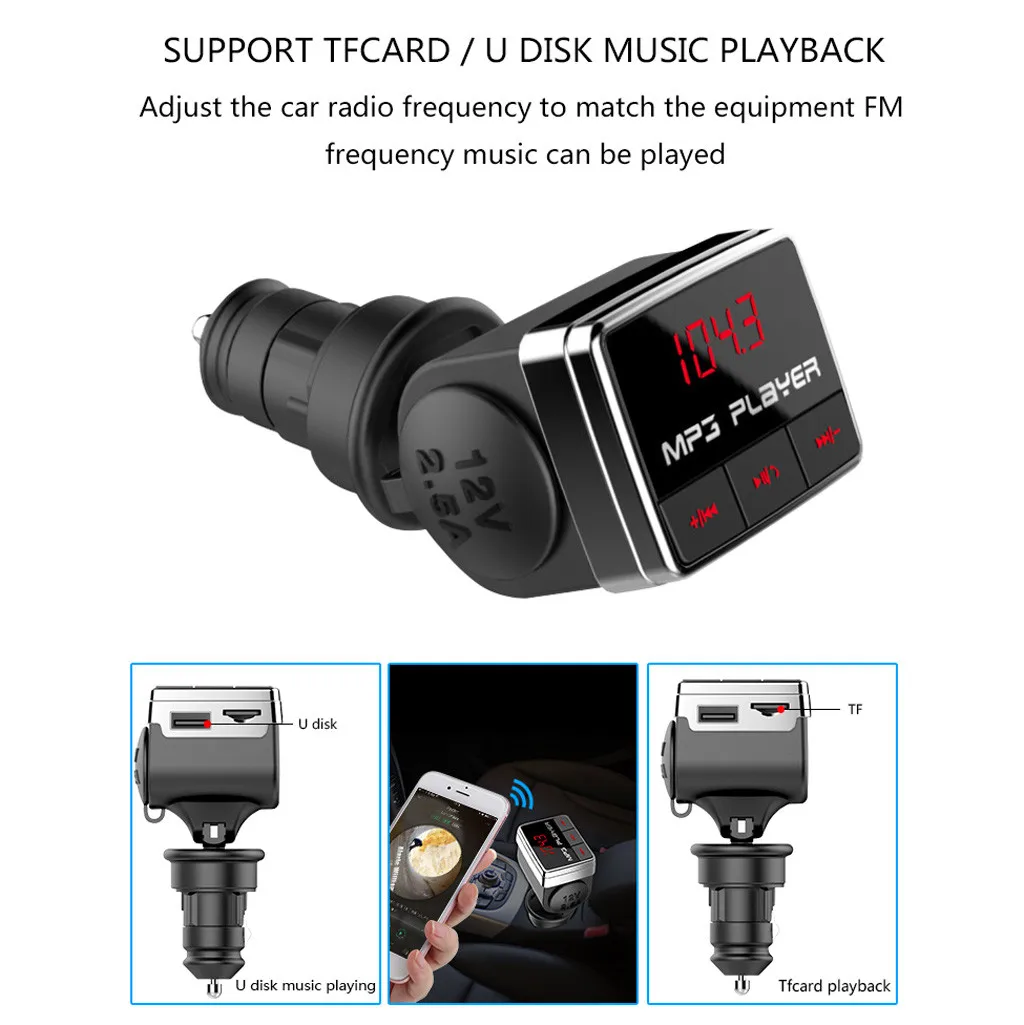 Беспроводной автомобильный FM трансмиттер с поддержкой Bluetooth MP3 радио комплект USB