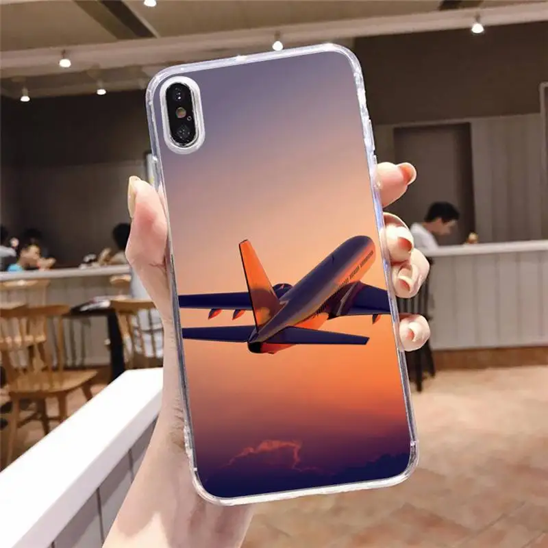 

Travel Aircraft Clouds pattern Phone Case Transparent soft For iphone 5 5s 5c se 6 6s 7 8 11 12 plus mini x xs xr pro max