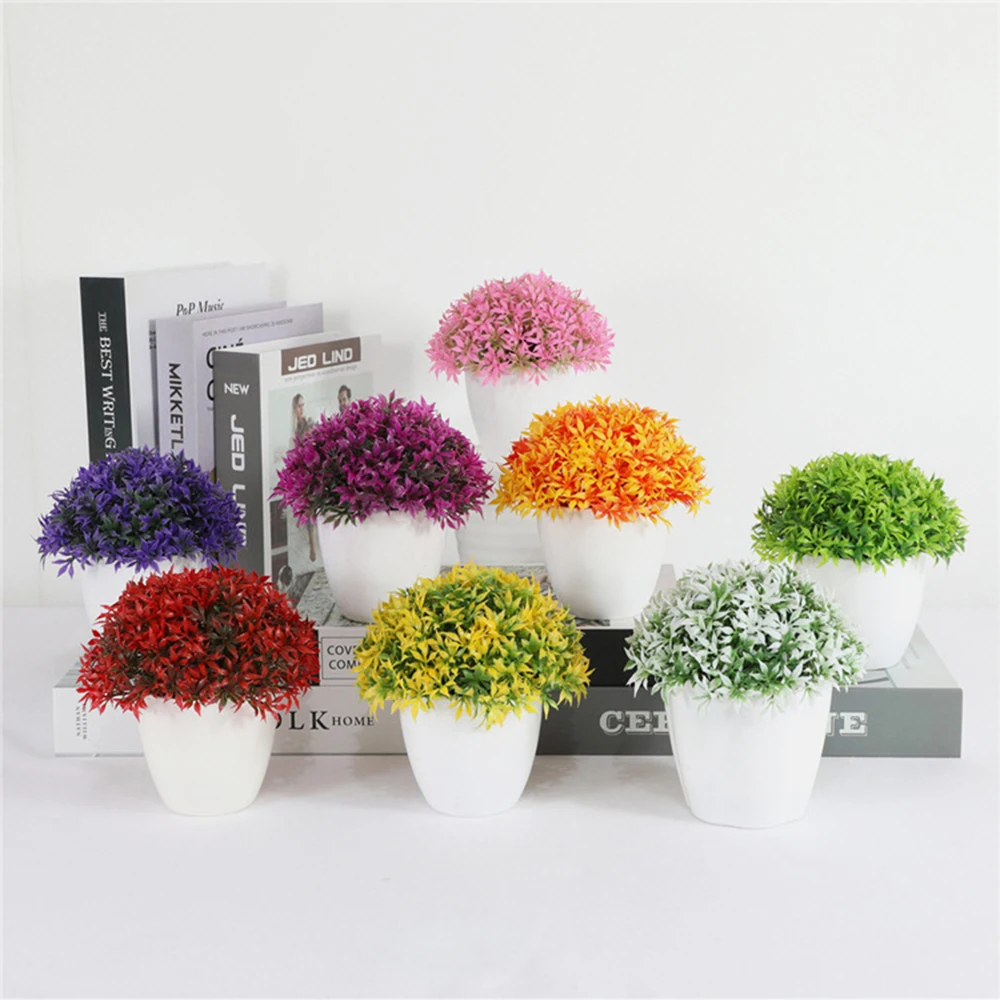 

Simulation Plant Potted Bamboo Grass Artificial Bonsai Small Green Tree Plants Fake Ornament Garden Office Desk Fake Decor