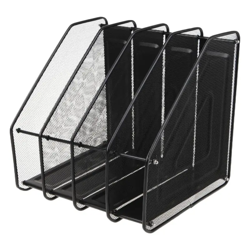 

4 Column Metal Mesh File Holder Document Rack Letter Magazine Newspaper Tray for Desk Organizer Home Office Supplies