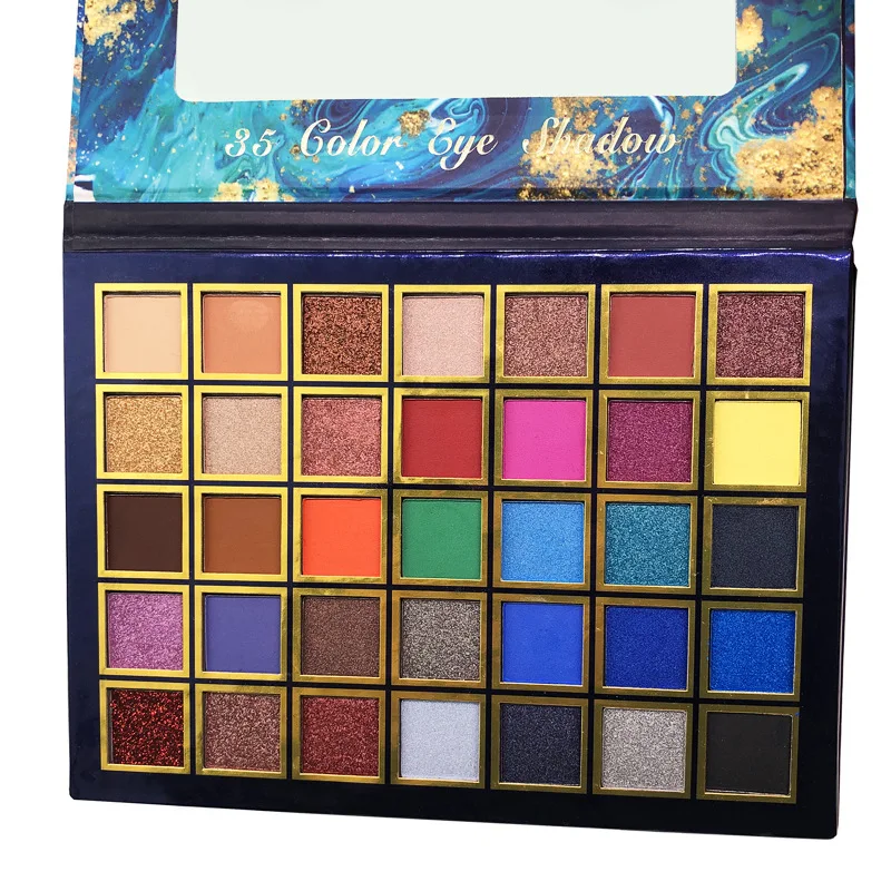 35 цветов мерцающие матовые пигментные Блестки для макияжа закат тени век Палитра