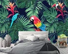 Самоклеящиеся 3D-обои на заказ, скандинавский фон с тропическими растениями, с изображением попугая, настенная живопись, Декор для дома, гостиной, спальни