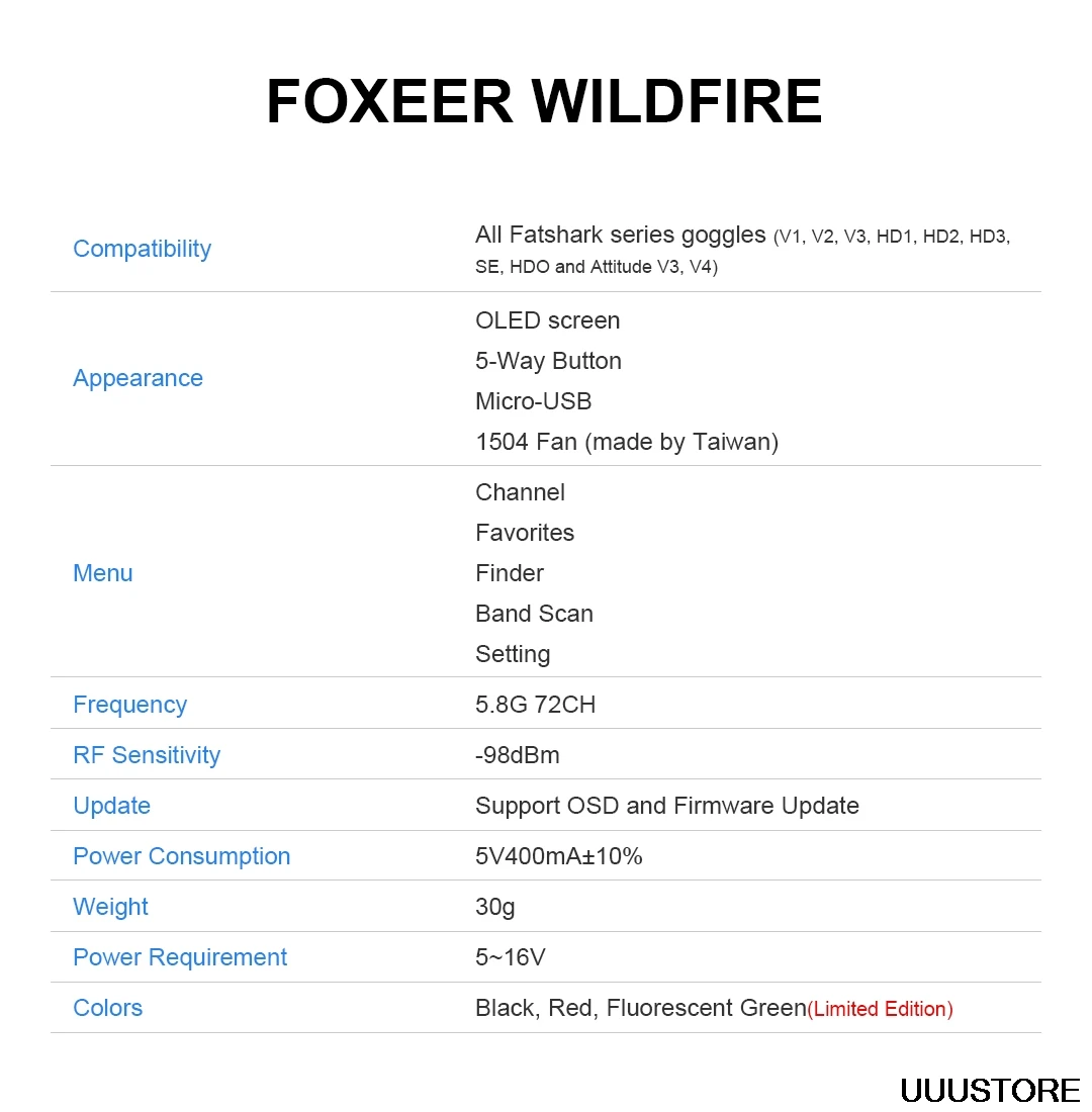Foxeer Wildfire FPV Goggle 5 8G двойной модуль видеоресивера для Fatshark Dominator все серии V1 V2 V3 V4 HD3