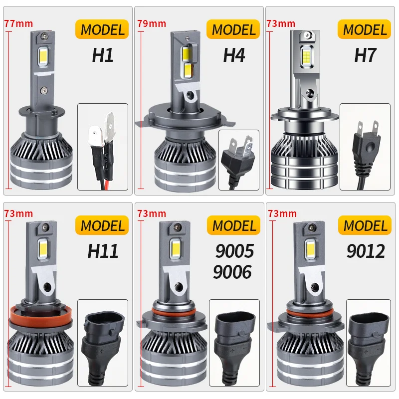 

2PCS 100W Car Headlight Bulbs Super Bright H1 H4 H7 H11 9005 9006 9012 24000LM 6000K 12V 24V LED Auto Fog Lights Headlight Bulbs