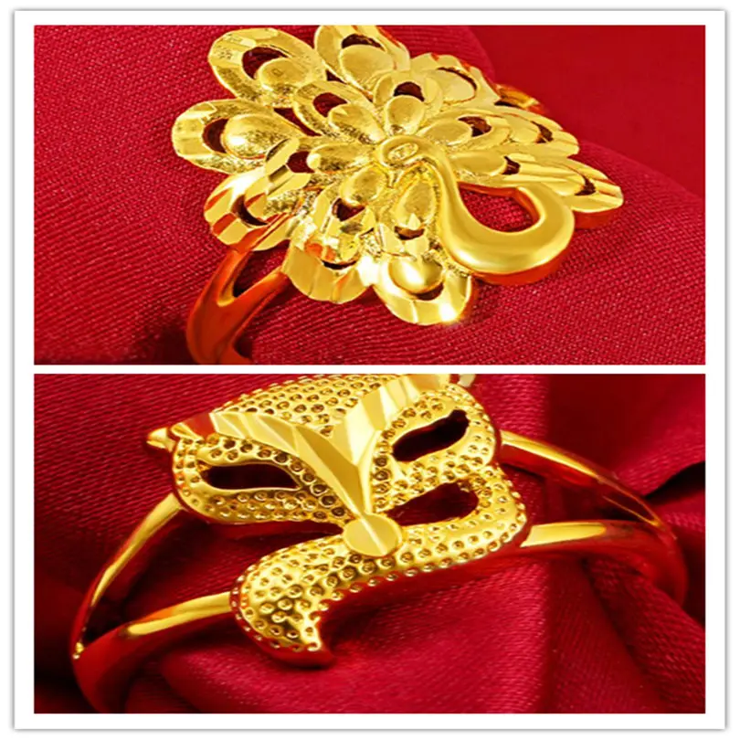 

Hi 2 шт./лот, японское и южнокорейское кольцо с цветком Омбре, свадебные кольца с животными, позолоченное кольцо 24 карата, позолоченное женско...