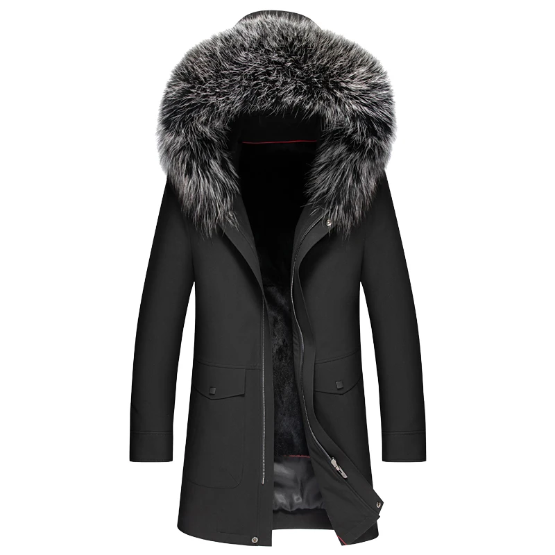 

Medium-long Winter Jacket Coats Men 2020 New Design Men's Clothing Rabbit Liner Black Fur Collar Hooded Men's Coat Winter,M-4XL
