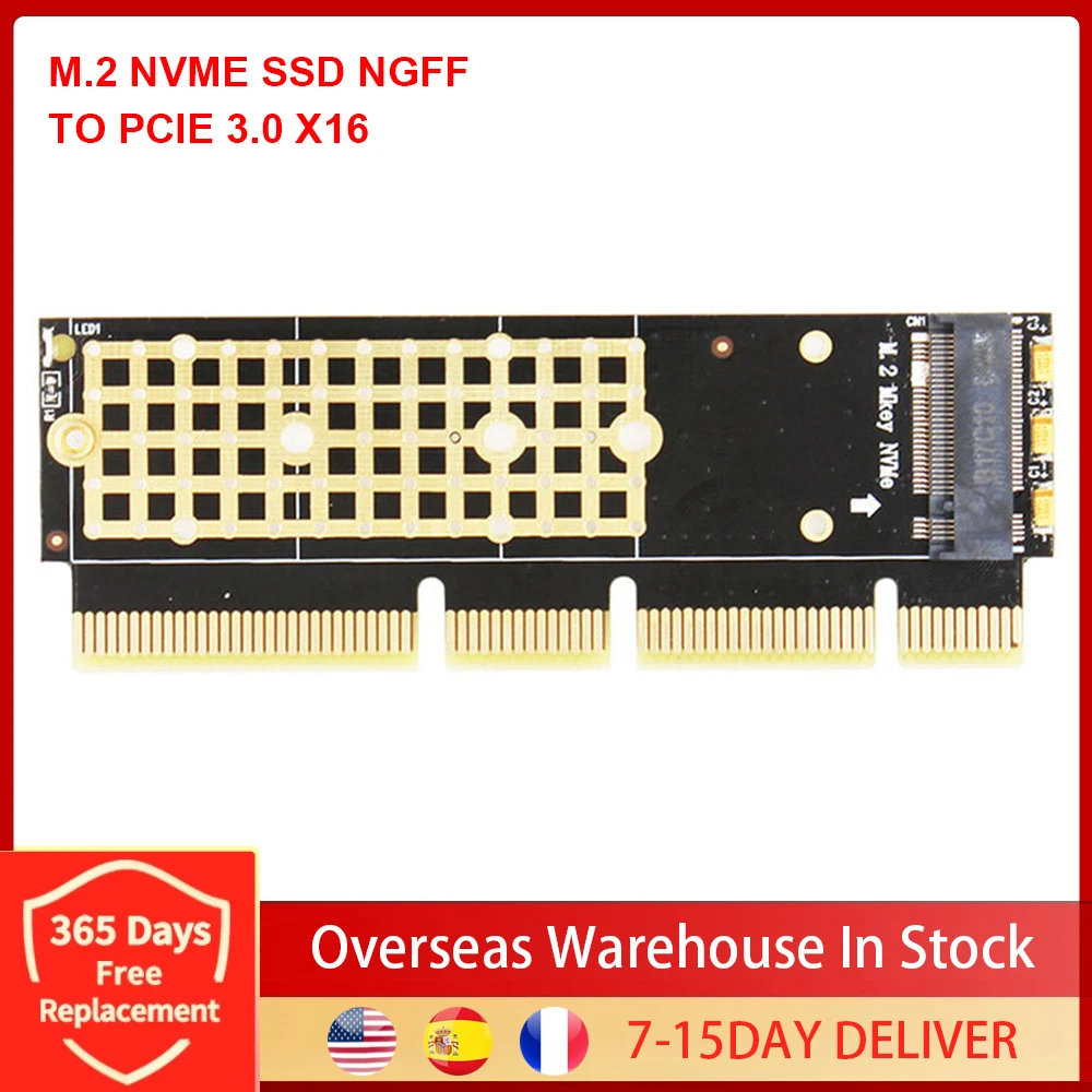 

Newest MX16-1U M.2 NVME SSD NGFF TO PCIE 3.0 X16 Adapter M Key Card With Heat Sink Support PCI Express 3.0 x 4 FULL SPEED