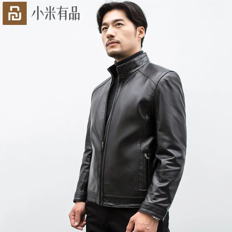 

YouPin Sheepskin Classic Slim Leather Jacket Motorcycle Bomber Homme For Men Hot Waterproof Windproof and Warm Soft Durable