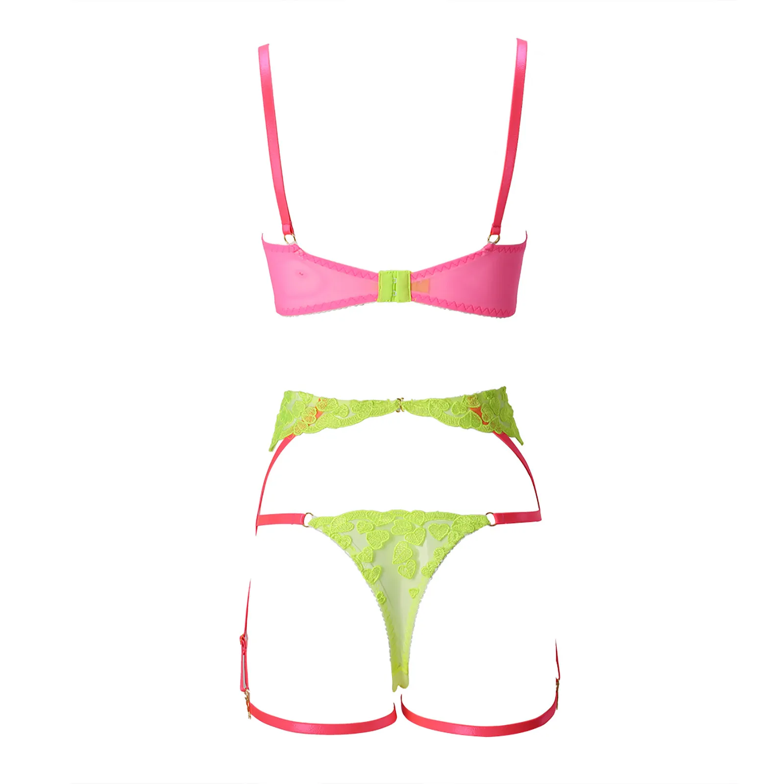 

Women's Pajamas Underwear Set Sexy Lace Exotic Lingerie Corset Heart Wire Intimates Adjusted-Straps Sleepwear Bra+Briefs Suit