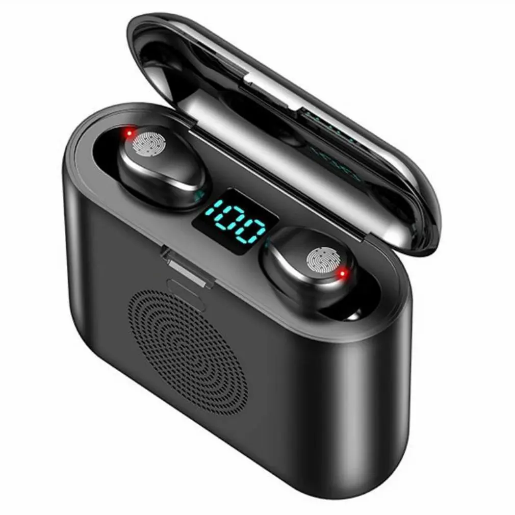 

TWS Bluetooth-compatible Earphones 9D Wireless Speaker F9 Sport Headphones With Noise Cancelation Display Earbuds Mic For Iphone