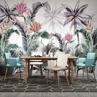 custom mural wallpaper 3d hand painted tropical plants leaf wall painting living room tv bedroom background wall decor 3d fresco