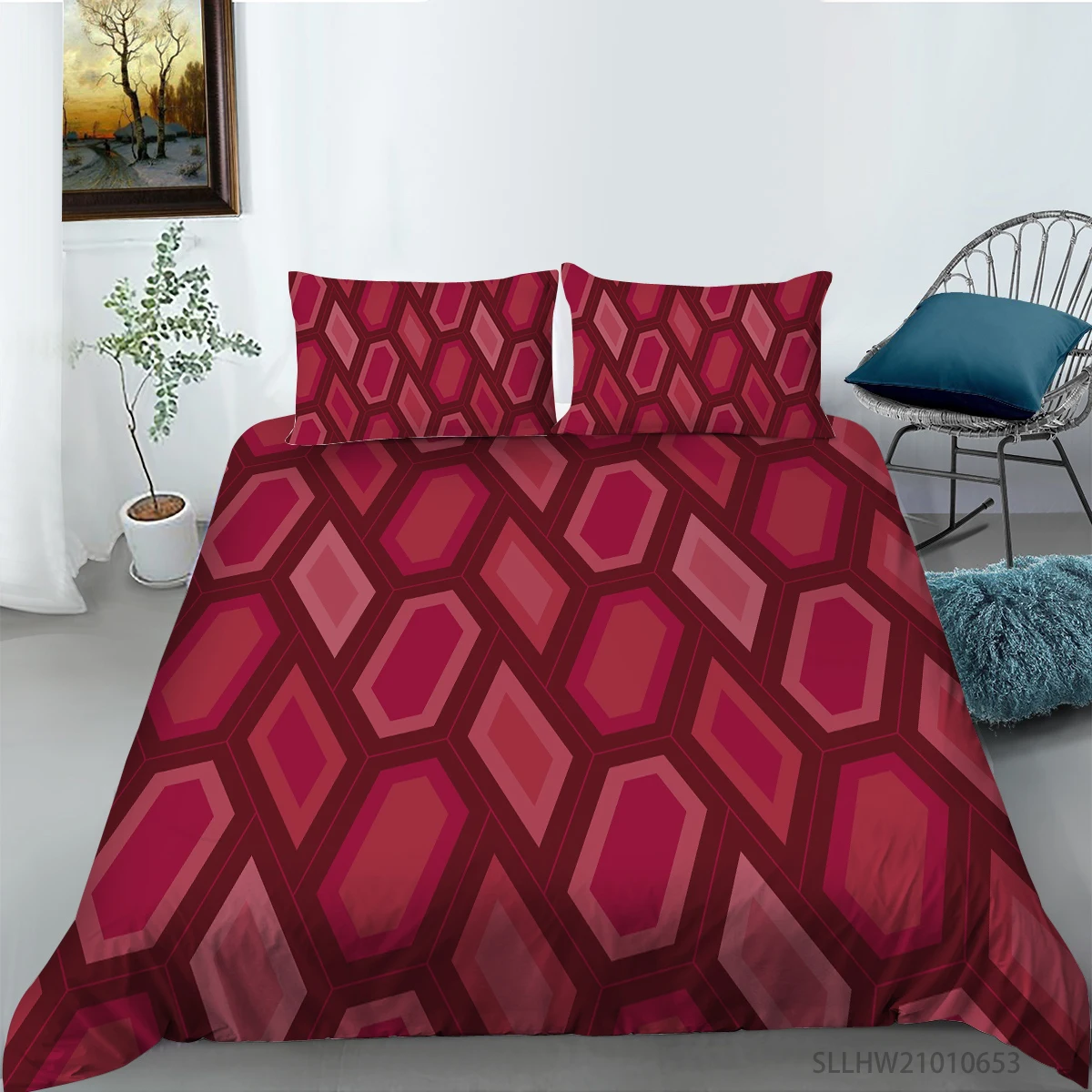 

Triangle Geometry Pattern Printing Bedding set Quilt cover with pillowcases Single Queen King sizes 2/3pcs Home Textiles