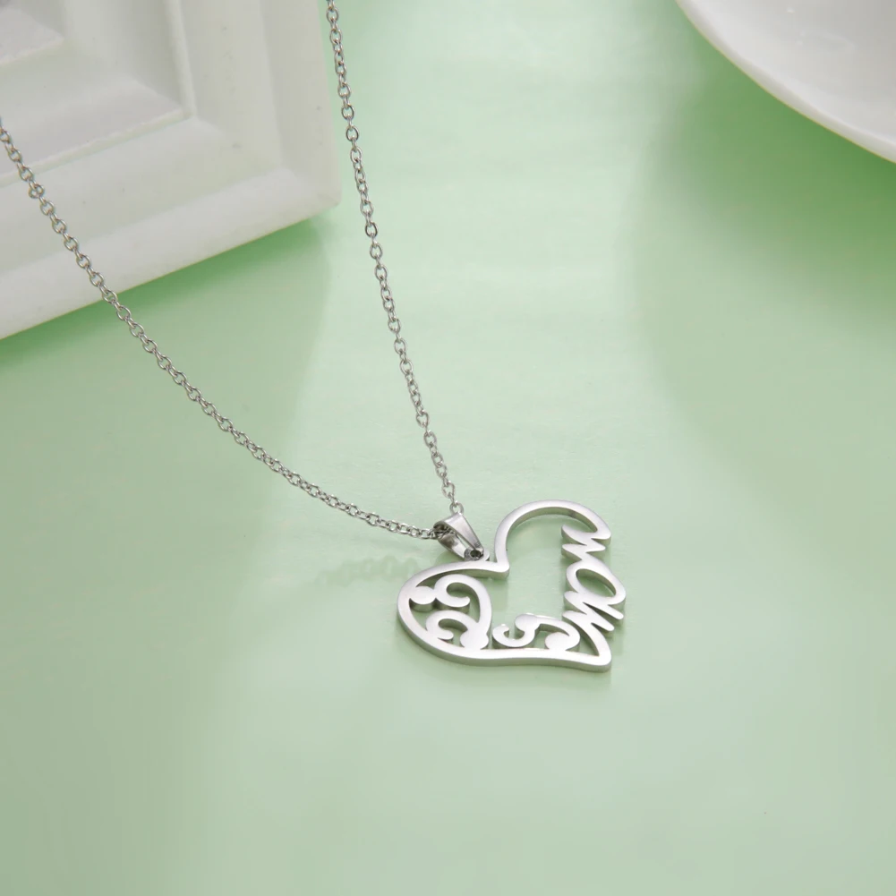Teamer сердечко любви &quotмам&quot кулон ожерелье для женщин из нержавеющей стали чокер