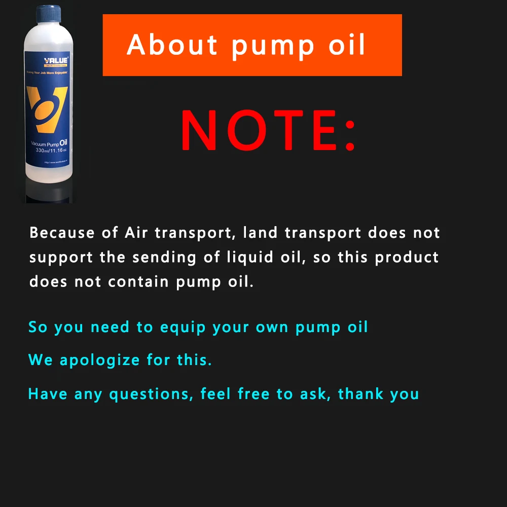 

Mini Rotary Vane Single Stage Air Vacuum Pump 2PA Ultimate Vacuum For Air Conditioning And LCD Screen Separator 220V