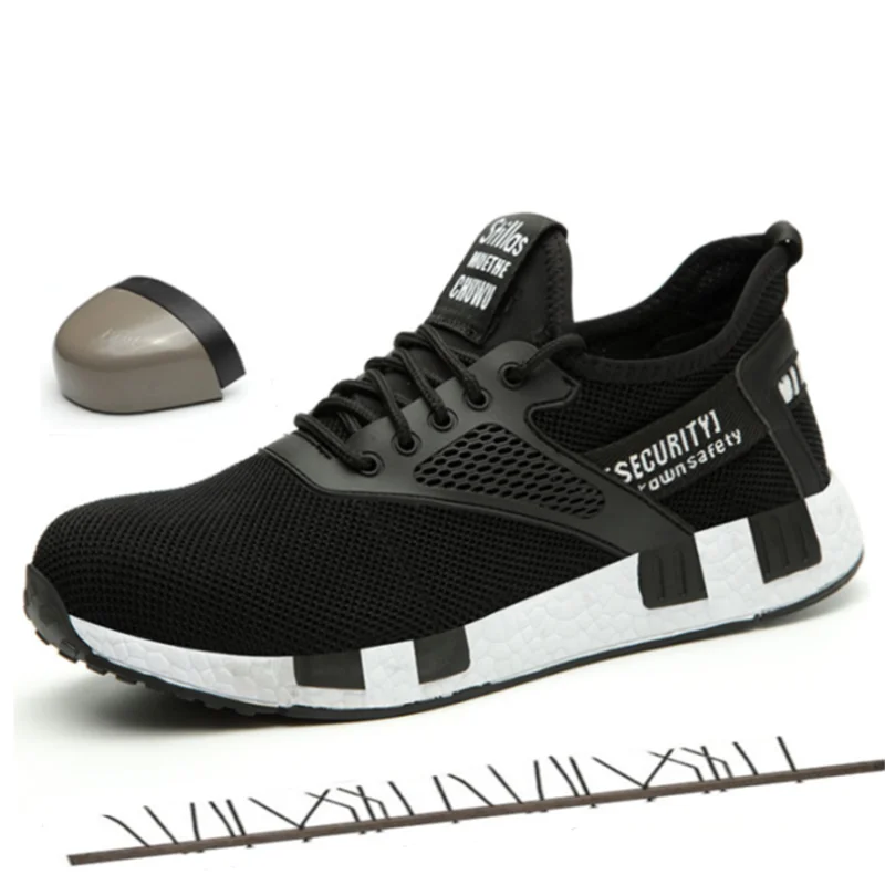 Мужские сетчатые стальные защитные ботинки с открытым носком рабочие на